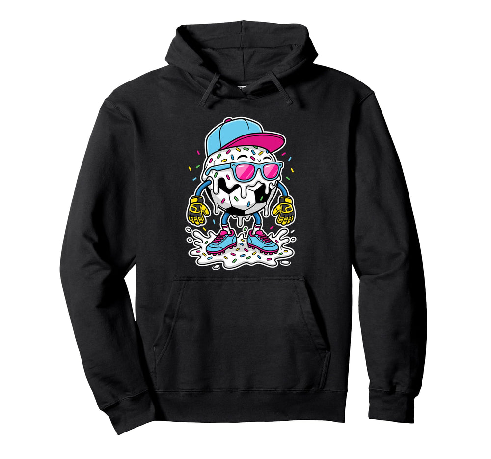 Soccer Ball Melting Ice Cream Drip Goalie Hoodie - Trendy Graphic Unisex