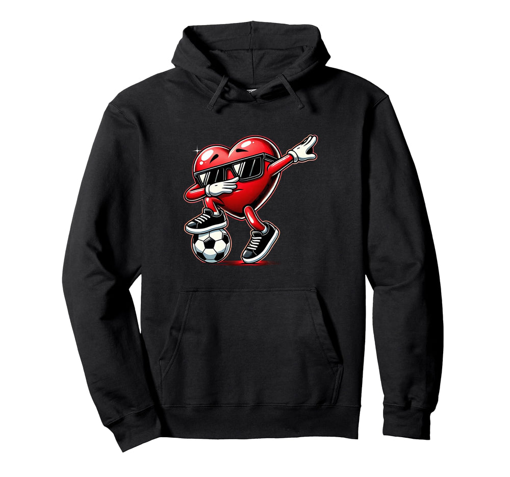 Dabbing Heart Dab Valentines Soccer Hoodie - Fun Novelty Design for Adults