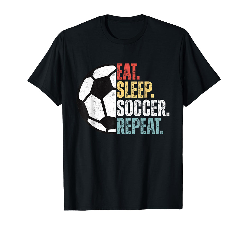 Eat Sleep Soccer Repeat Soccer Player T-Shirt - Graphic Print for Adults