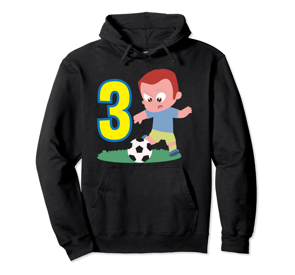 3Rd Birthday 3 Years Soccer Football Hoodie - Trendy Graphic for Adults