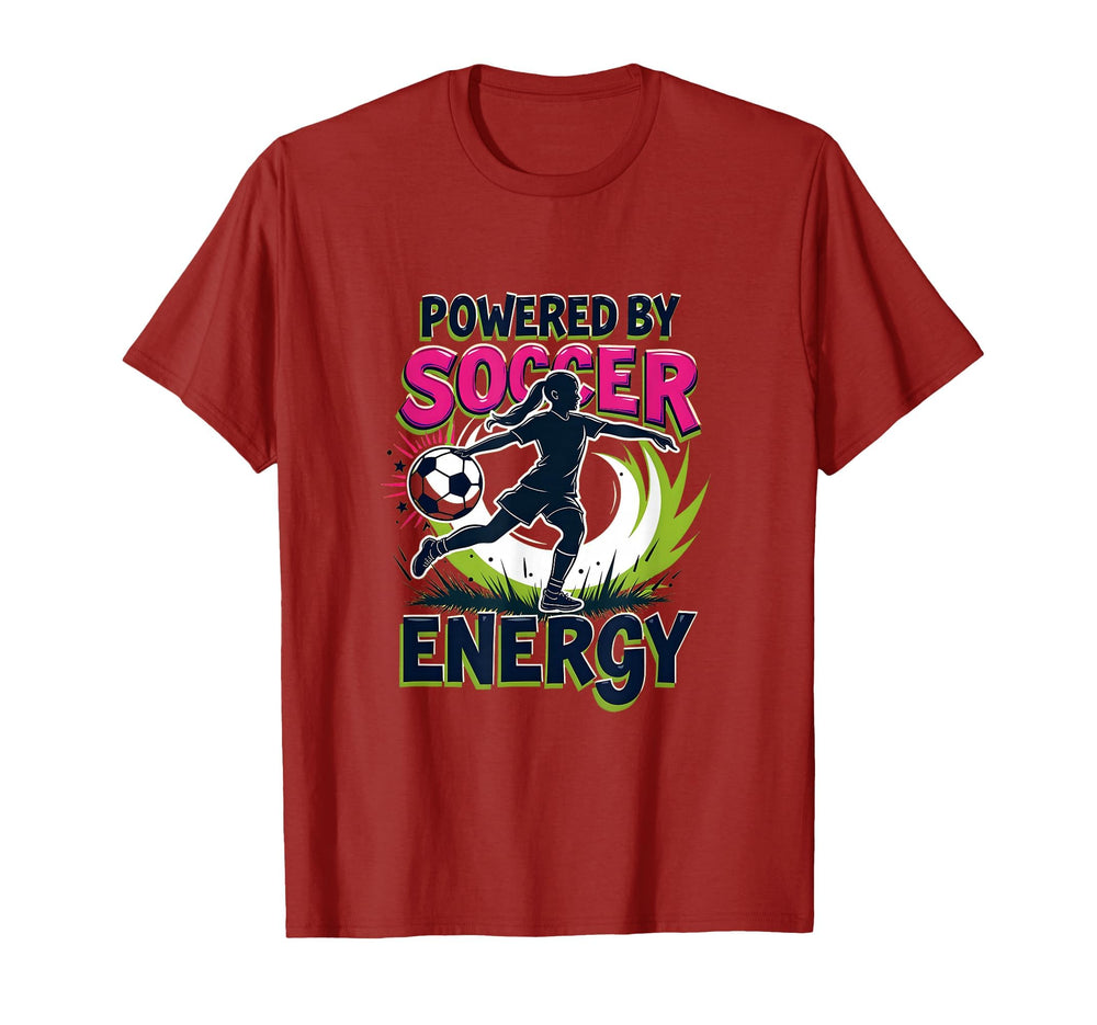 Powered Soccer Energy Sports T-Shirt - Novelty Apparel for Adults