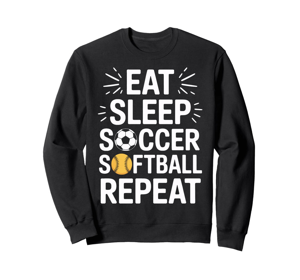 Soccer Softball Athlete Eat Sleep Sweatshirt - Minimalist Print Men Women