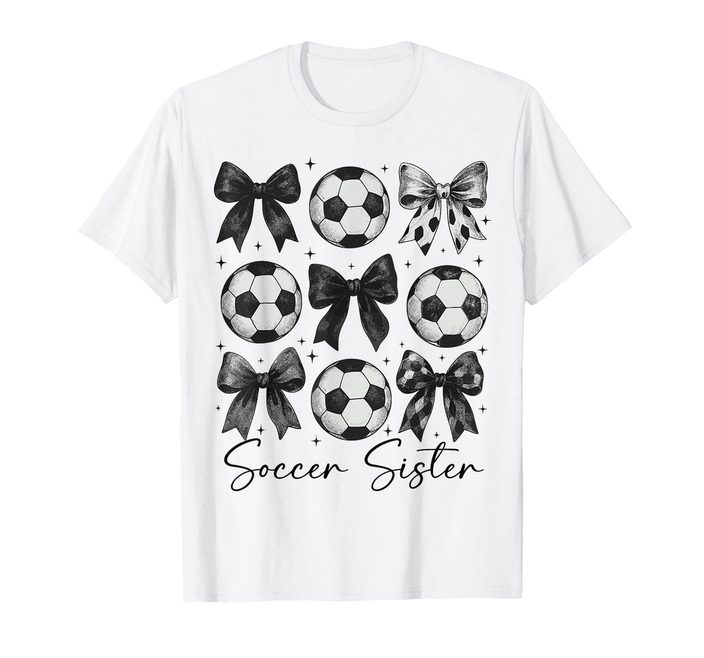Soccer Sister Funny Coquette Bow Soccer T-Shirt - Trendy Graphic Men Women