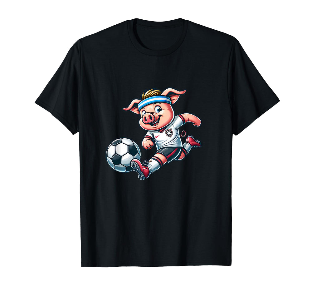 Football Pig Mascot Playing Soccer Cartoon T-Shirt - Unique Graphic Unisex