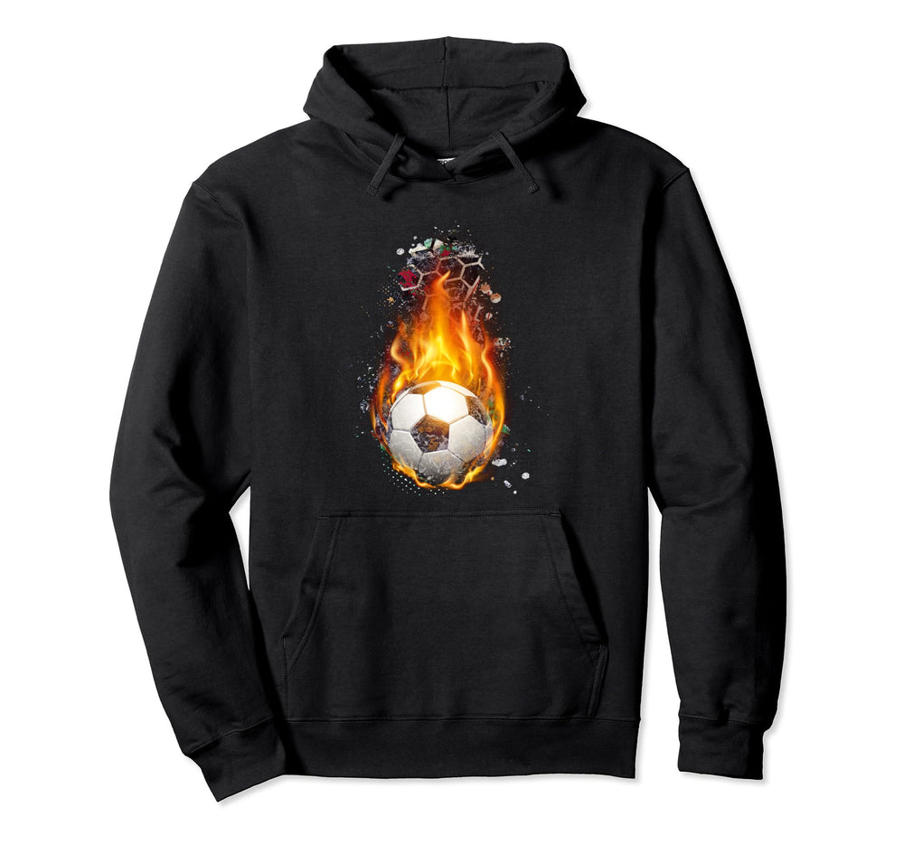 Football Flame Burning Soccer Ball Football Hoodie - Graphic Print Unisex