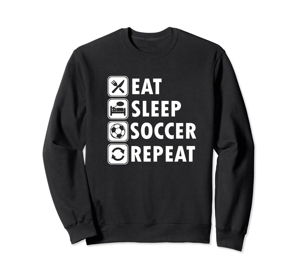 Eat Sleep Soccer Repeat Soccer Sweatshirt - Minimalist Print for Adults