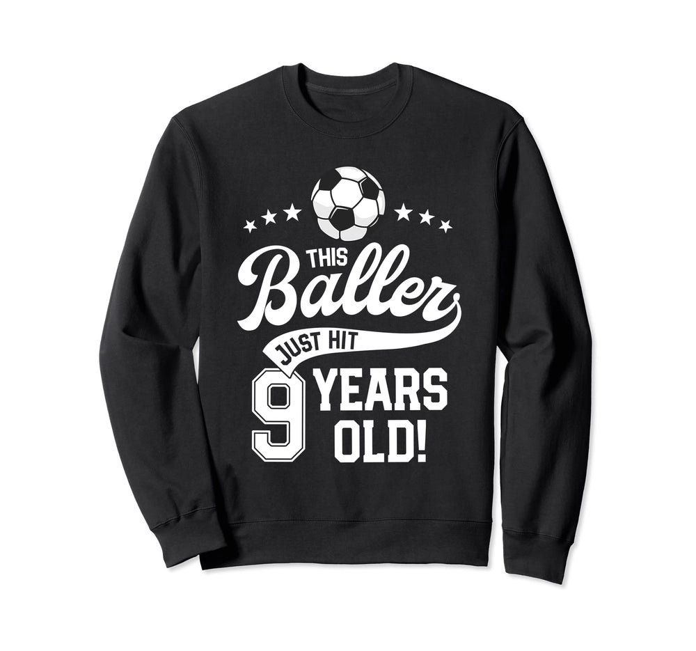 9 Years Old Soccer Themed Birthday Sweatshirt - Trendy Graphic Men Women