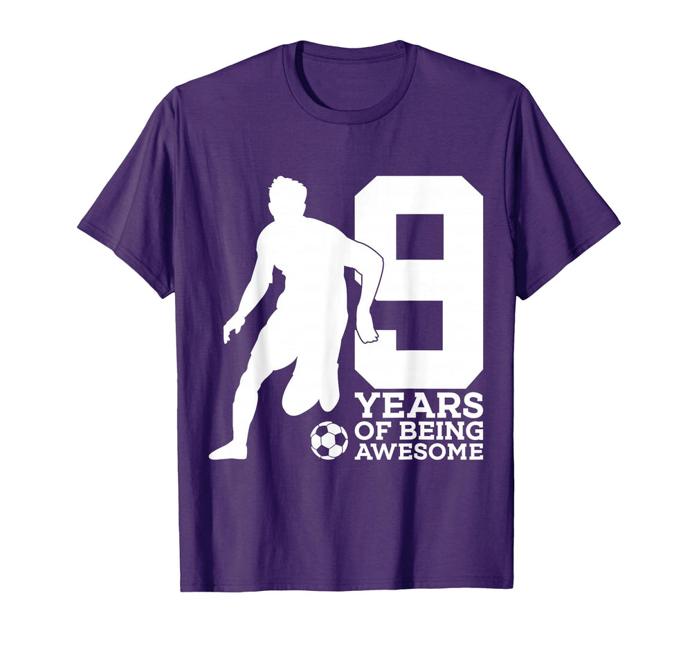 9 Years Being Awesome Soccer 9Th T-Shirt - Trendy Graphic for Adults