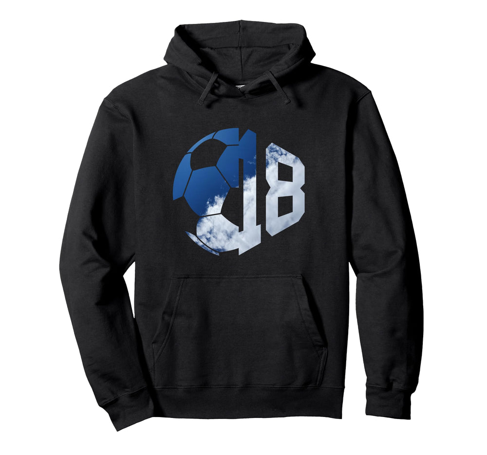 Number 18 Years Soccer 18Th Birthday Hoodie - Fun Novelty Design Men Women