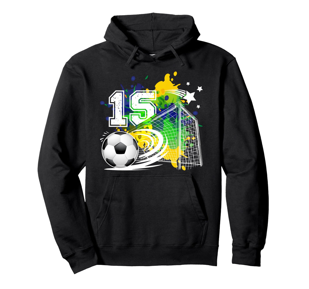 15Th Soccer Birthday Party 15 Year Hoodie - Streetwear Style for Adults