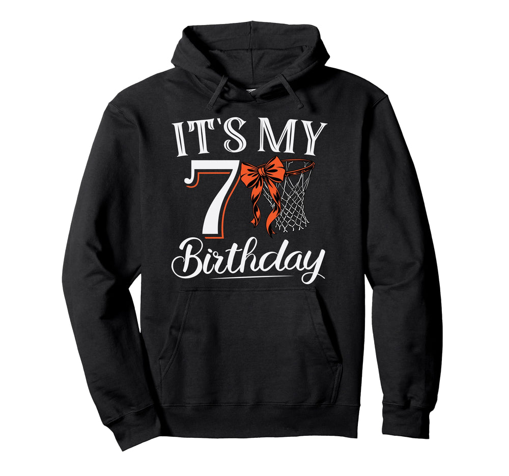 Orange Coquette Basketball Its My 7 Years Hoodie - Graphic Print Unisex