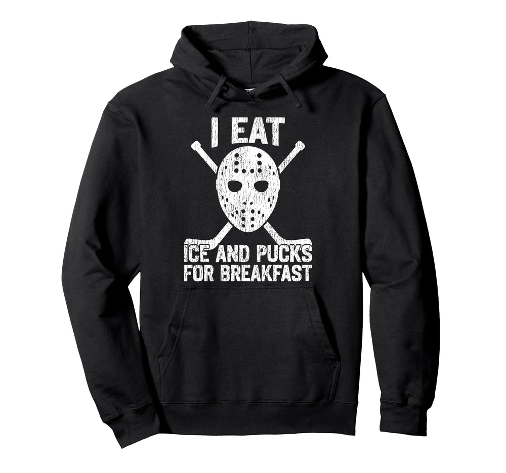 Ice Hockey Goalie Goalkeeper I Eat Hoodie - Minimalist Print for Adults