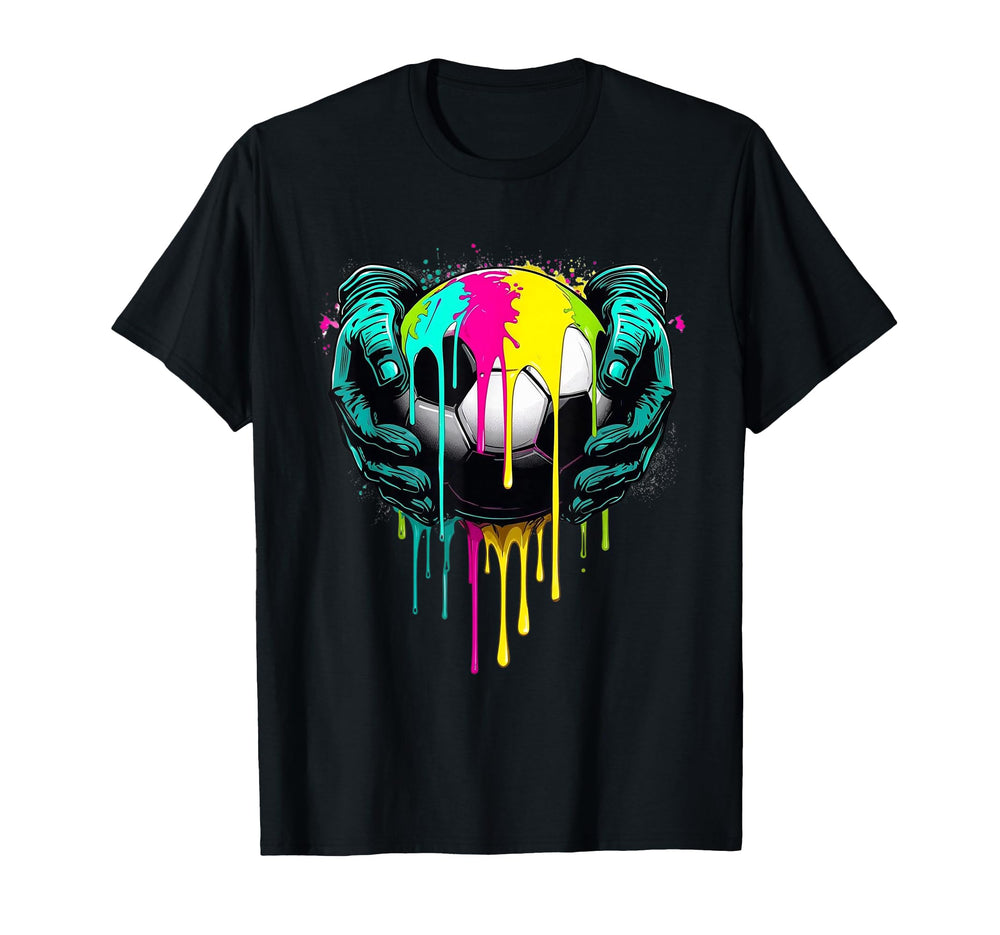 Paint Drip Soccer Player Ball T-Shirt - Aesthetic Graphic for Adults