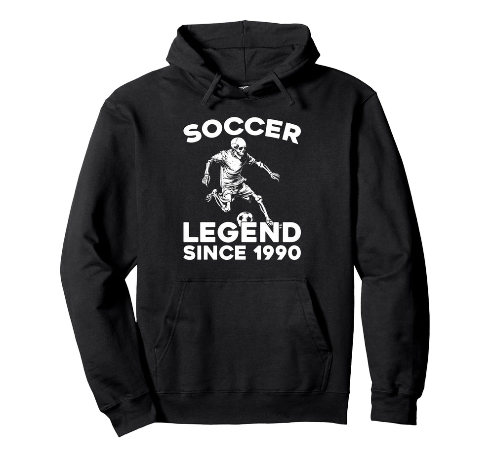 Born 1990 Soccer Sports Player Team Hoodie - Graphic Print for Adults