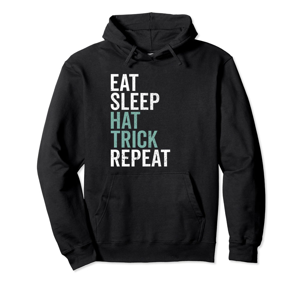 Eat Sleep Hat Trick Repeat Soccer Hoodie - Minimalist Print Unisex