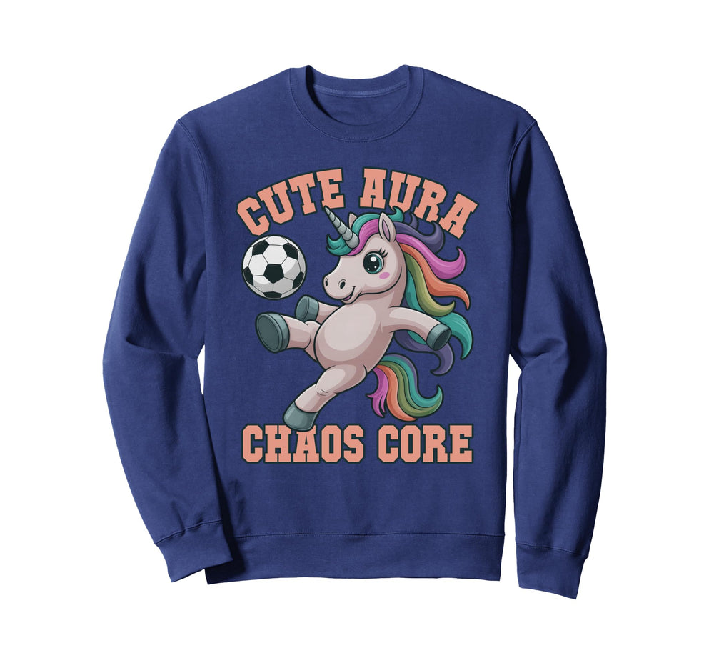 Kawaii Aura Soccer Unicorn Sweatshirt - Casual Everyday Wear for Adults