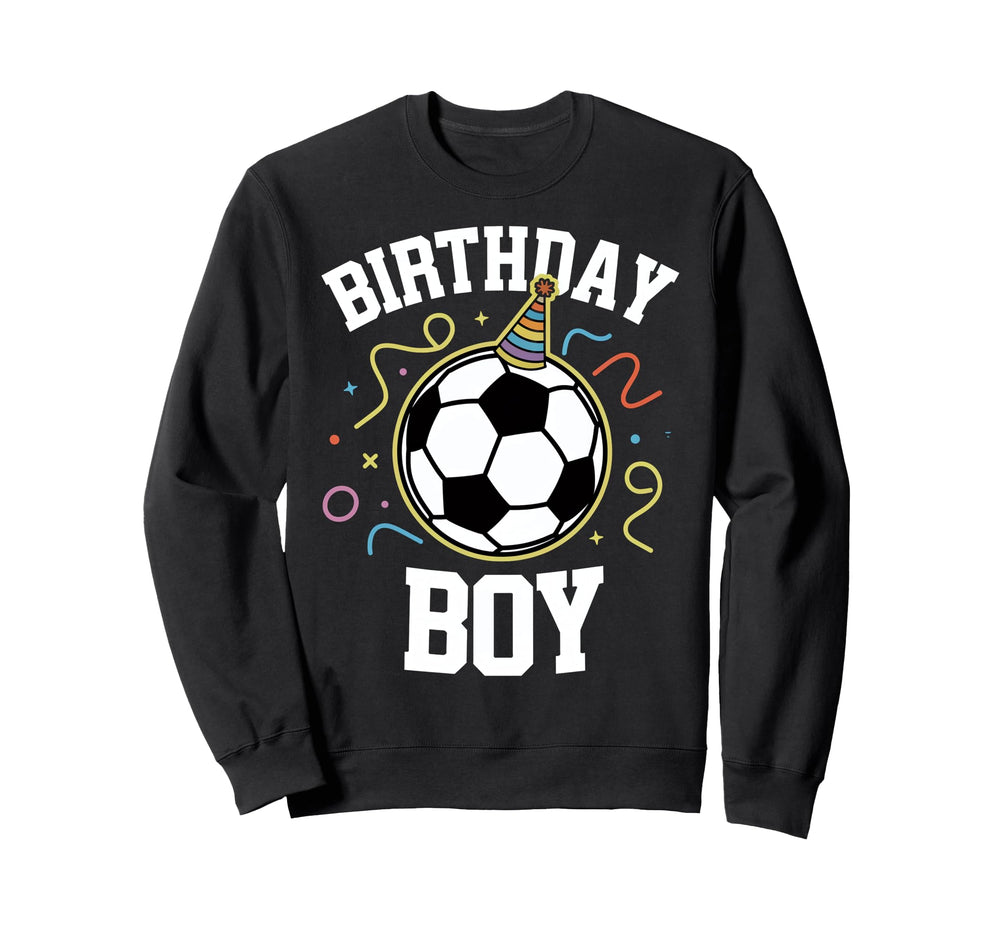 Birthday Soccer Party Hat Sweatshirt - Graphic Print Unisex
