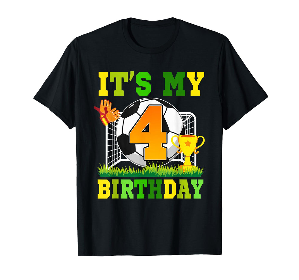 Its My 4Th Birthday Soccer Ball 4 Year Old T-Shirt - Graphic Print Unisex
