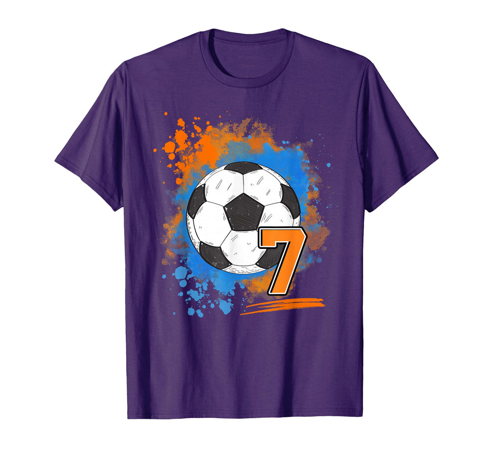 7Th Birthday 7 Years Old Soccer T-Shirt - Casual Everyday Wear Men Women