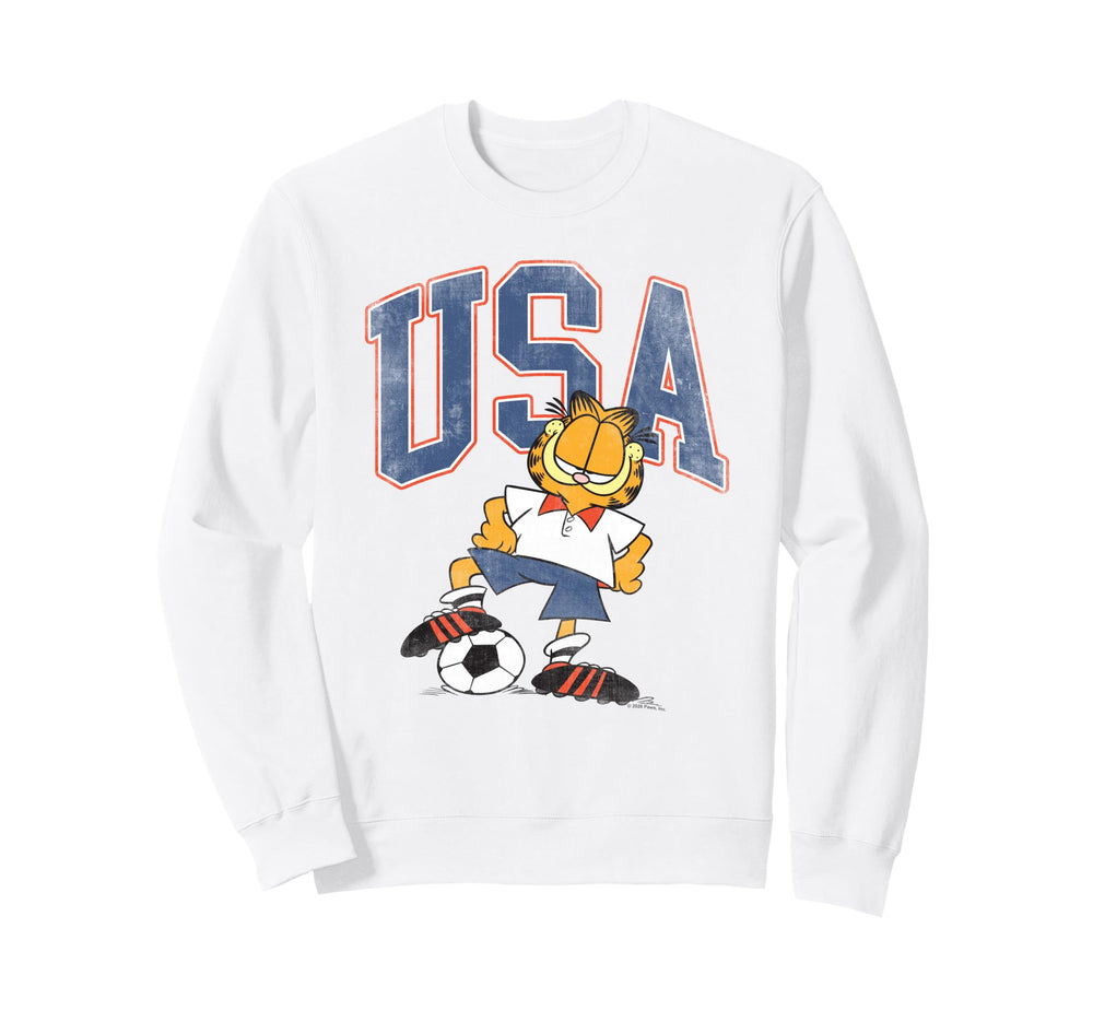 Garfield Soccer Usa Sweatshirt - Fun Novelty Design Unisex