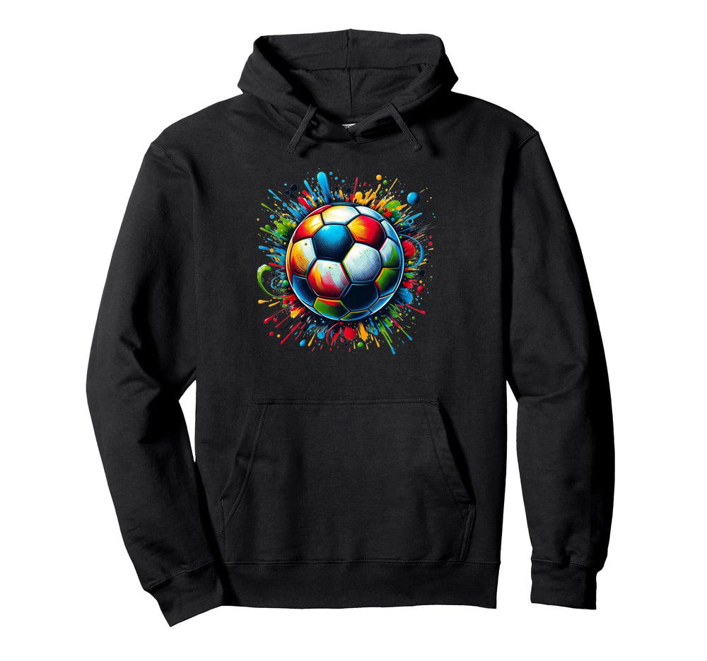 Soccer Ball Paint Splatter Soccer Player Hoodie - Graphic Print Men Women