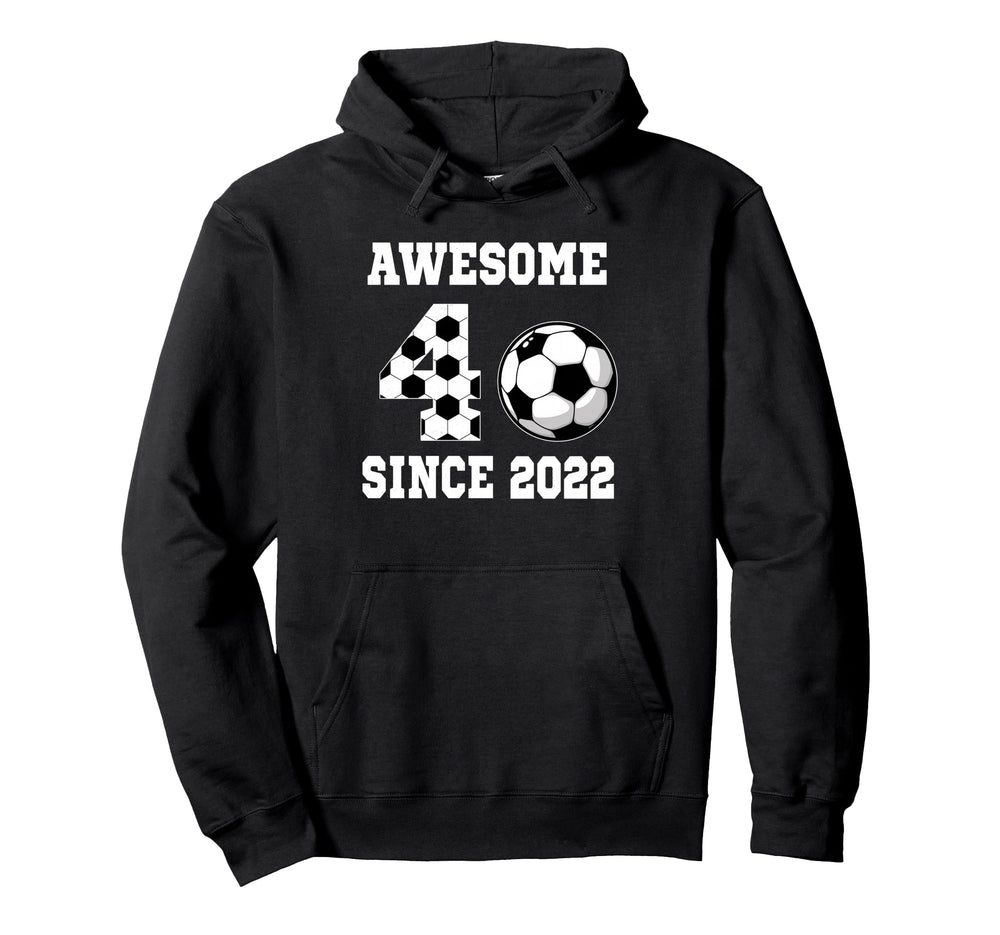 4 Years Old Birthday Soccer Awesome Hoodie - Custom Art Print Men Women