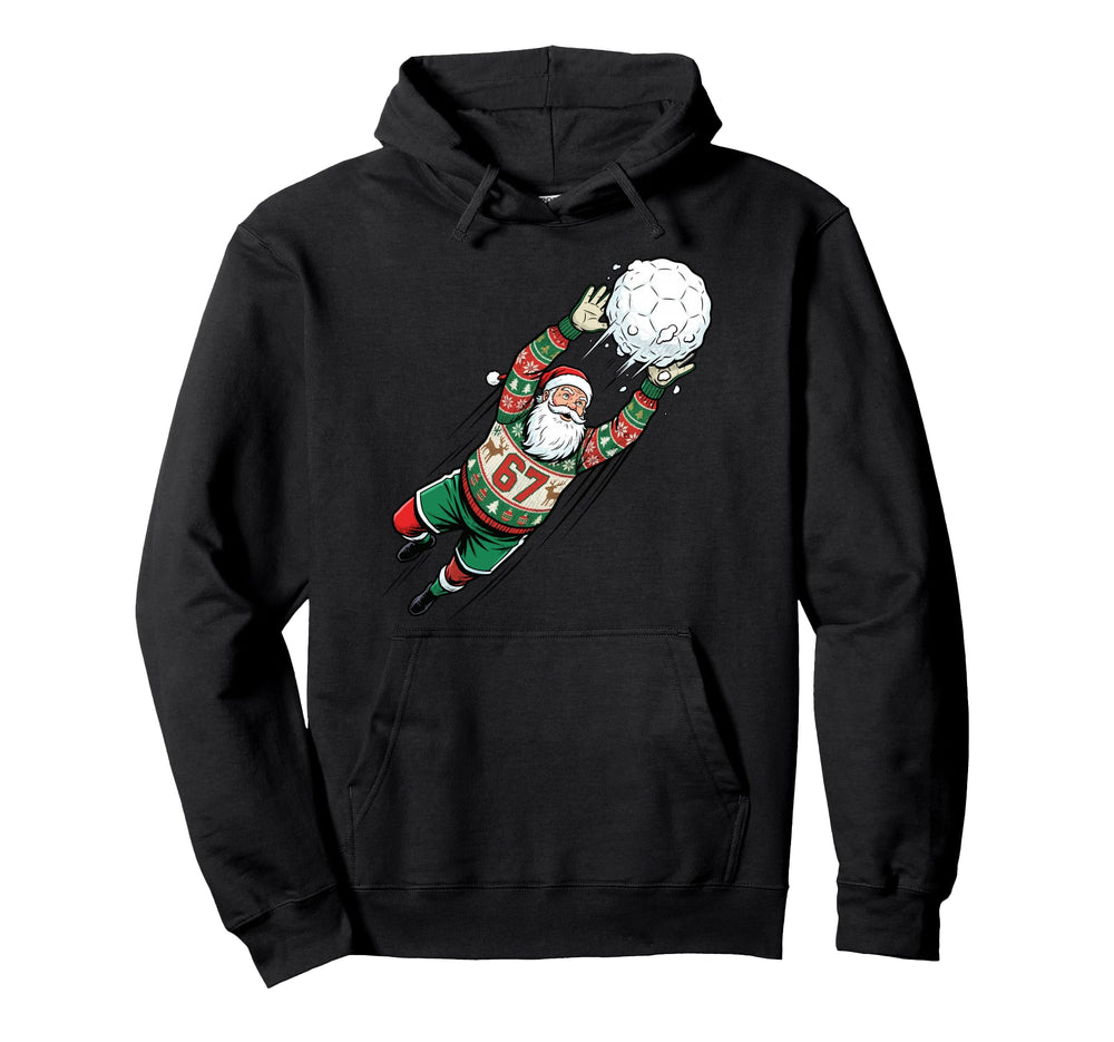 Santa 67 Soccer Goalie Ugly Funny Hoodie - Fun Novelty Design for Adults