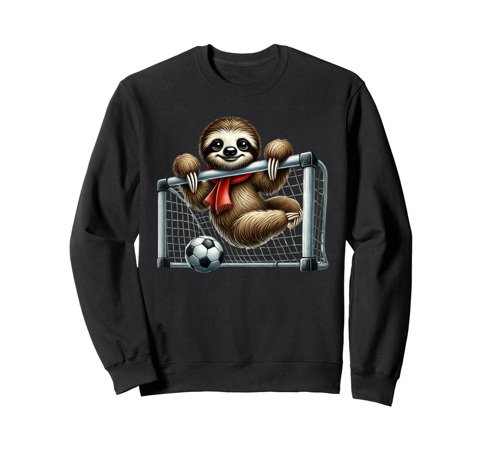 Sloth Football Goalie Hanging Goal Net Sweatshirt - Minimalist Print Unisex