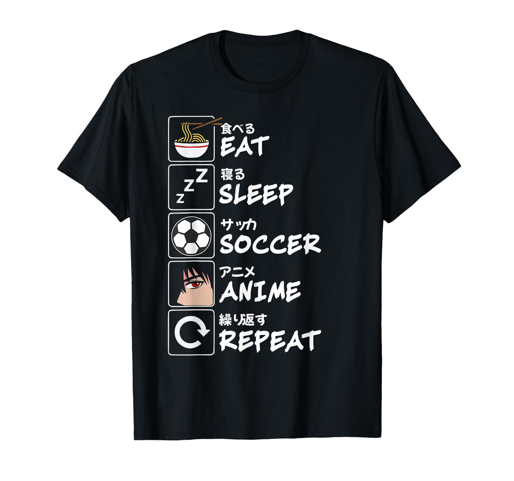 Eat Sleep Soccer Anime Repeat Japanese T-Shirt - Graphic Print Men Women