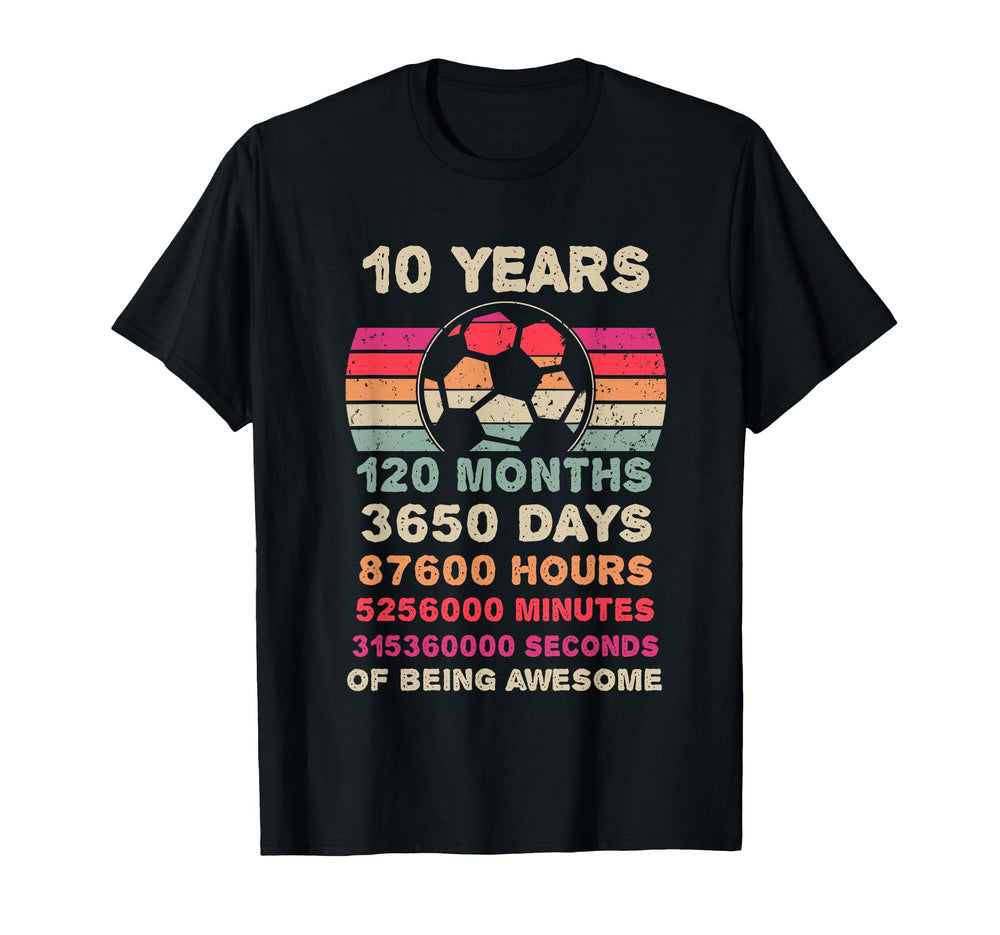10 Year Old Soccer Birthday Tenth T-Shirt - Custom Art Print Men Women