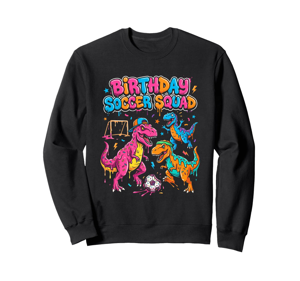 Funny Dino Soccer Squad Sweatshirt - Custom Art Print for Adults