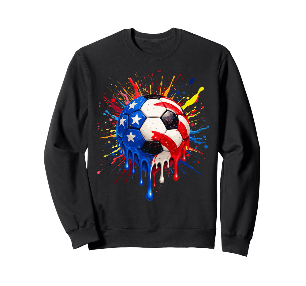 4Th July Funny Soccer Drip Sweatshirt - Fun Novelty Design Unisex