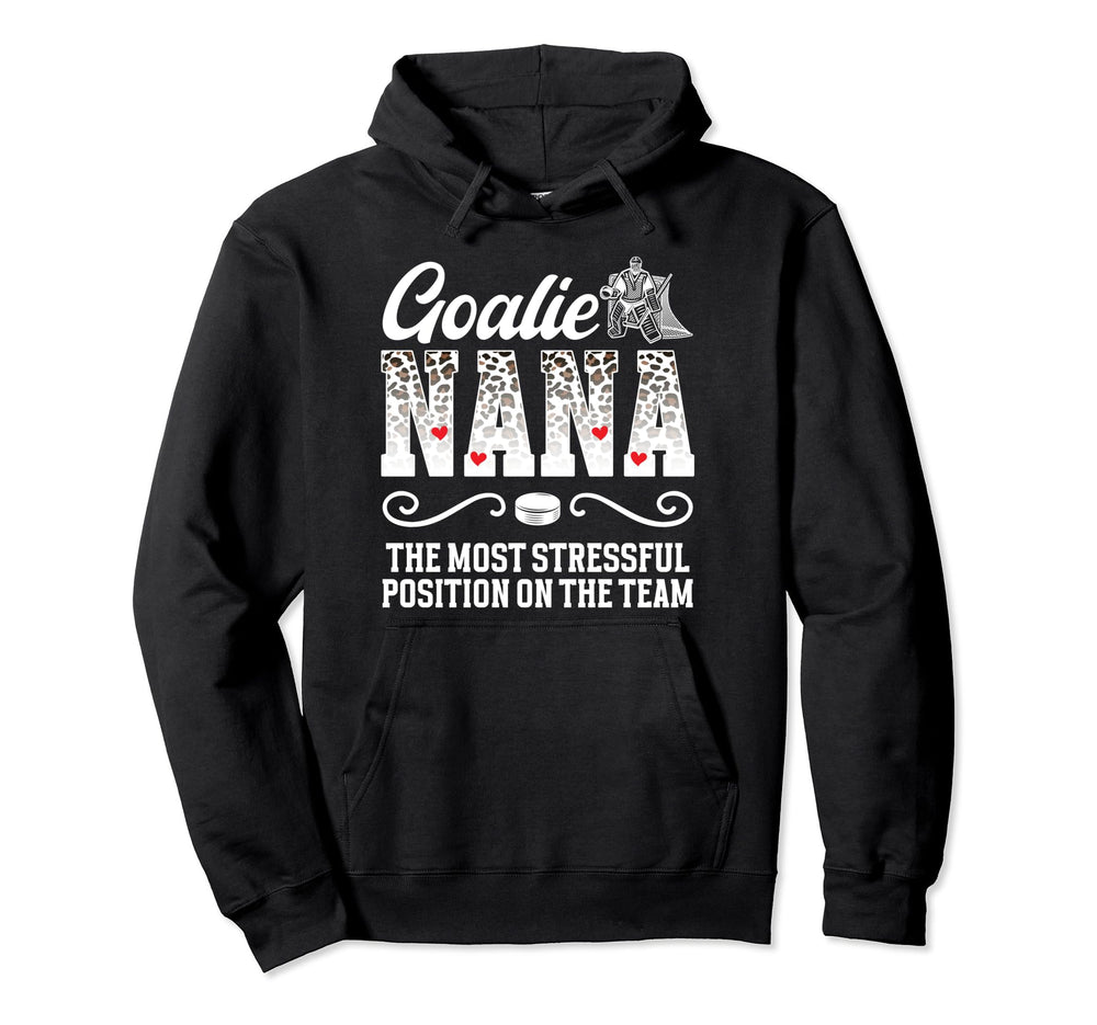 Ice Hockey Goalie Nana Funny Ice Hoodie - Minimalist Print for Adults
