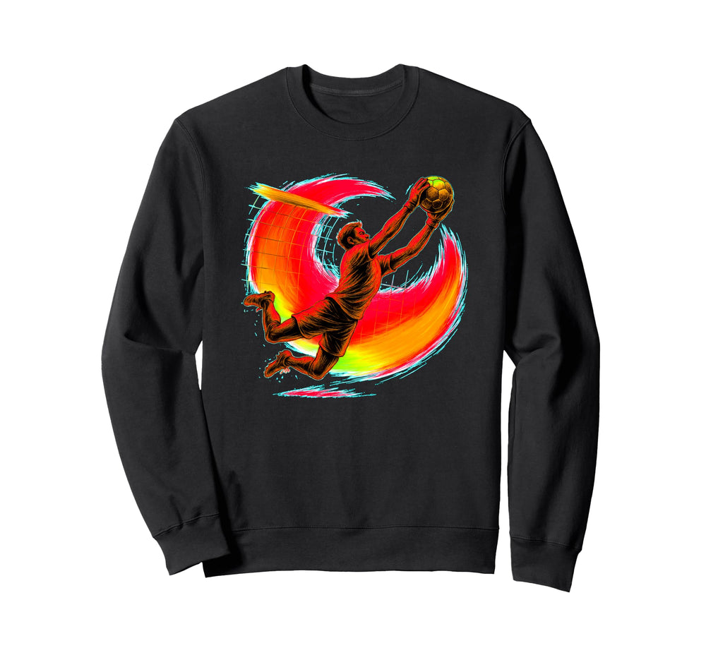 Goalie Action Flying Save And Sweatshirt - Fun Novelty Design for Adults