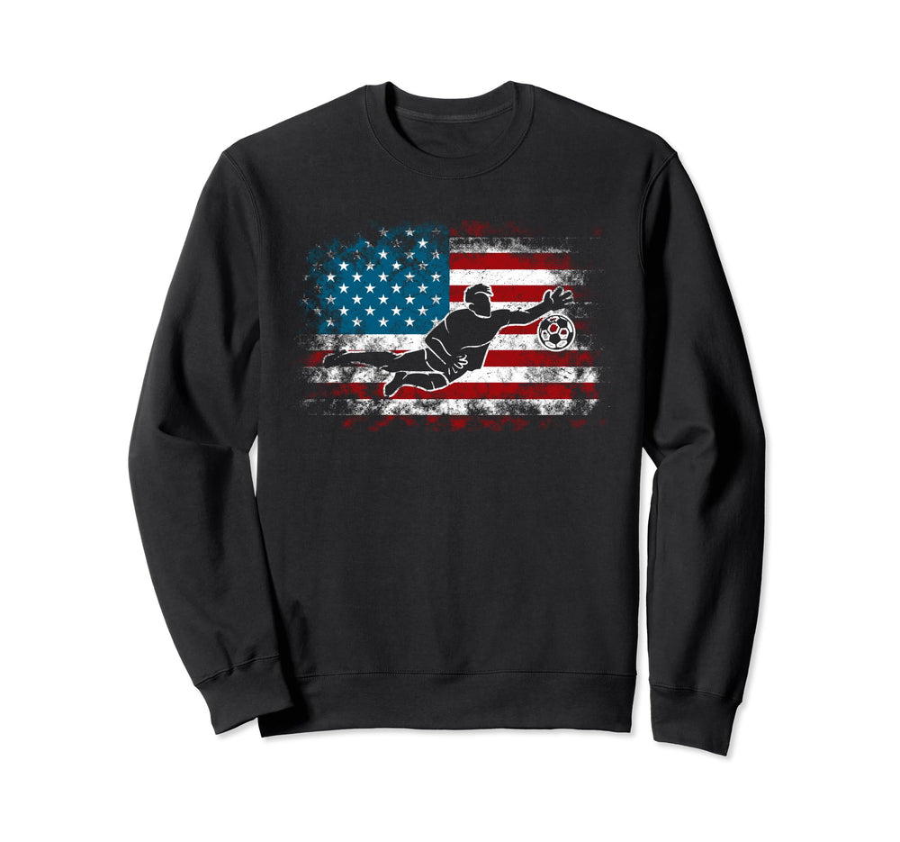 Soccer 4Th July American Flag Sweatshirt - Fun Novelty Design for Adults