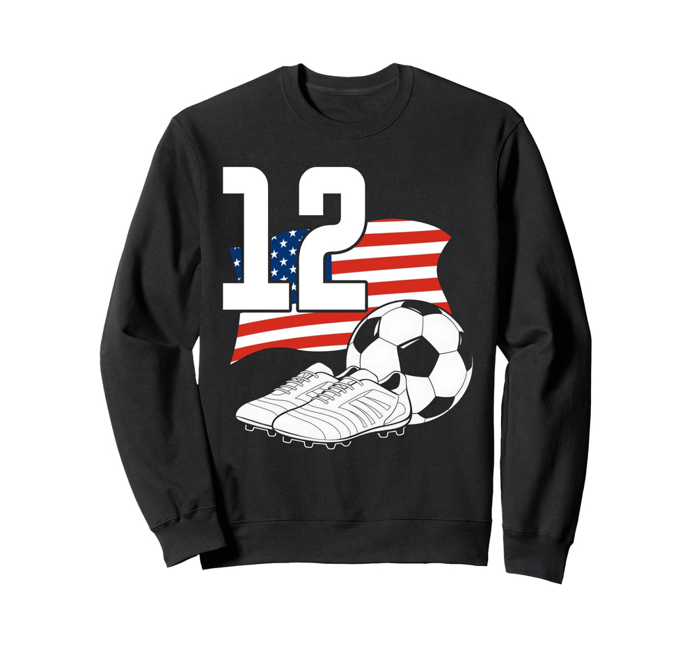 12 Soccer Birthday Gift Soccer Fan Sweatshirt - Novelty Apparel Men Women