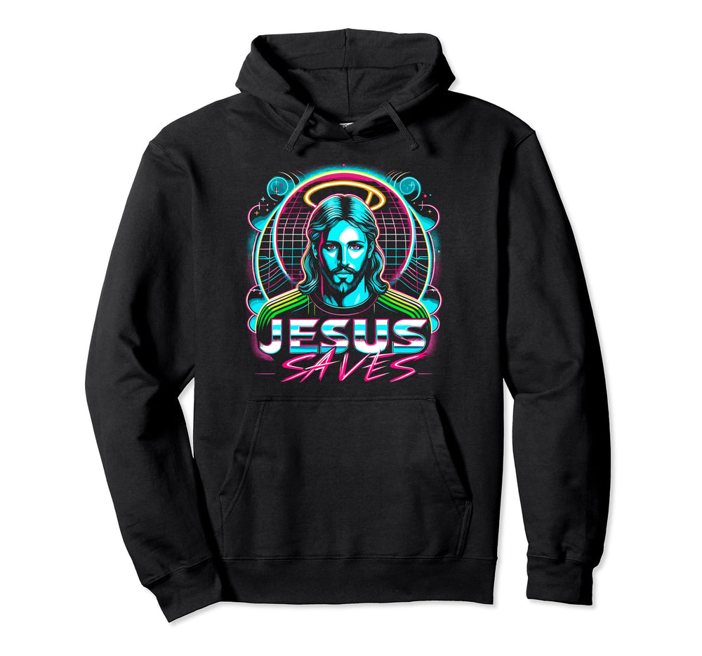 80S Vaporwave Jesus Saves Soccer Goalie Hoodie - Novelty Apparel Men Women