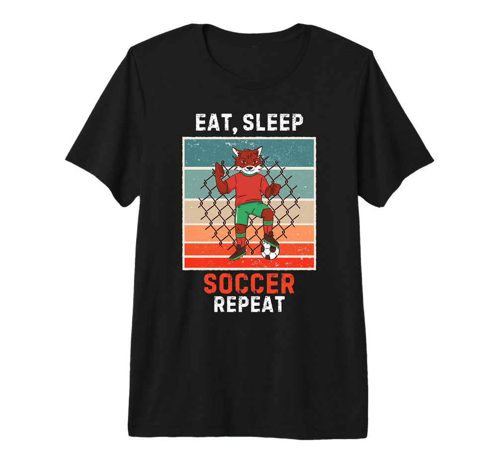 Fox Eat Sleep Soccer Repeat Grunge T-Shirt - Custom Art Print for Adults