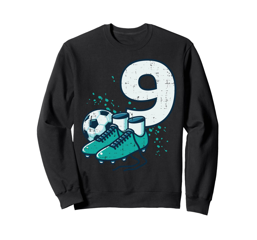 9Th Birthday Soccer Ball Shoes Sweatshirt - Streetwear Style for Adults