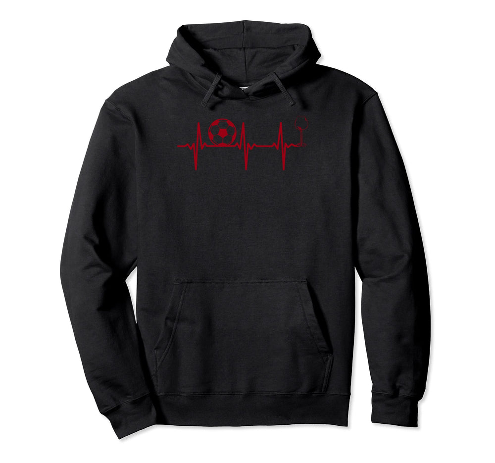 Soccer Player Soccer Wine Heartbeat Hoodie - Unique Graphic Men Women