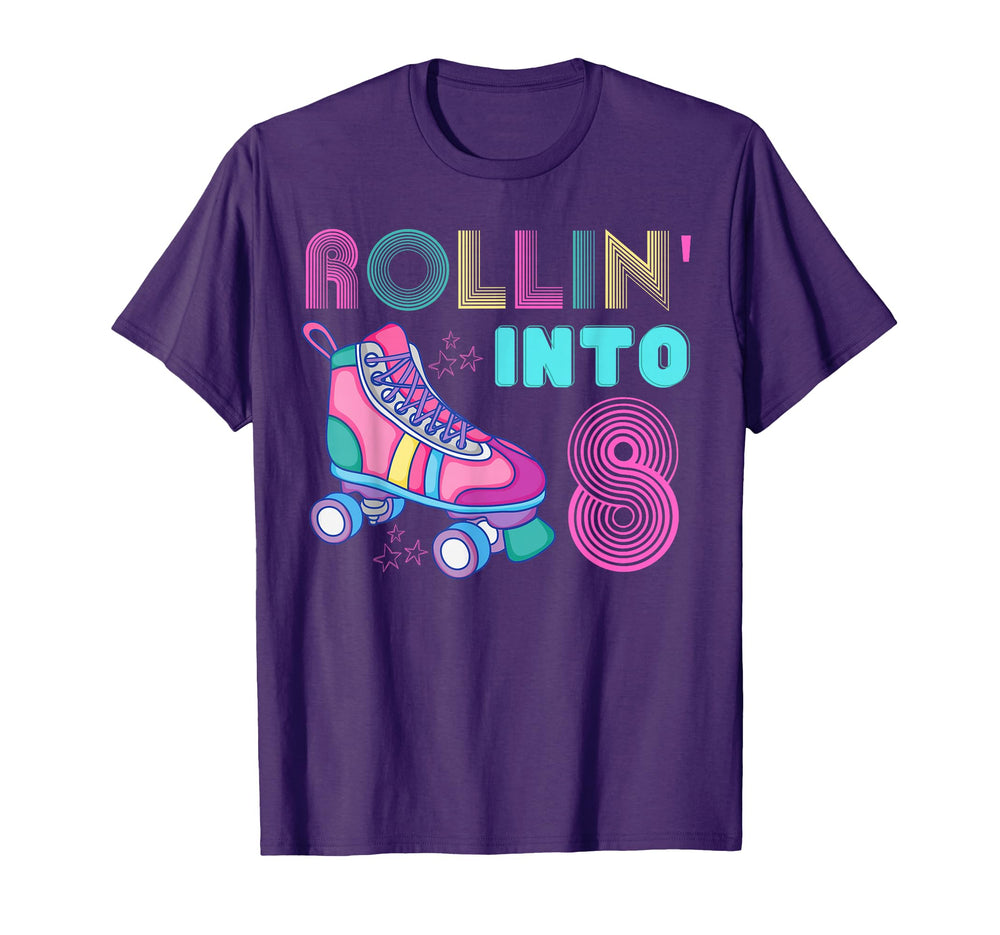 Rolling Into 8 Birthday Party Roller T-Shirt - Novelty Apparel Unisex