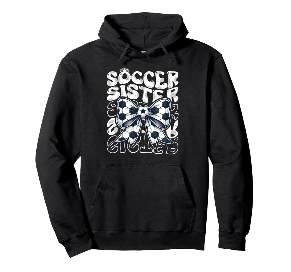 Soccer Sister Fan Coquette Bow Hoodie - Casual Everyday Wear for Adults