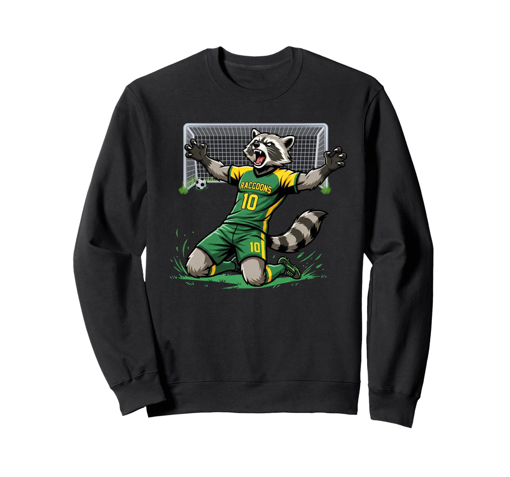 Funny Feral Raccoon Soccer Sweatshirt - Casual Everyday Wear Men Women
