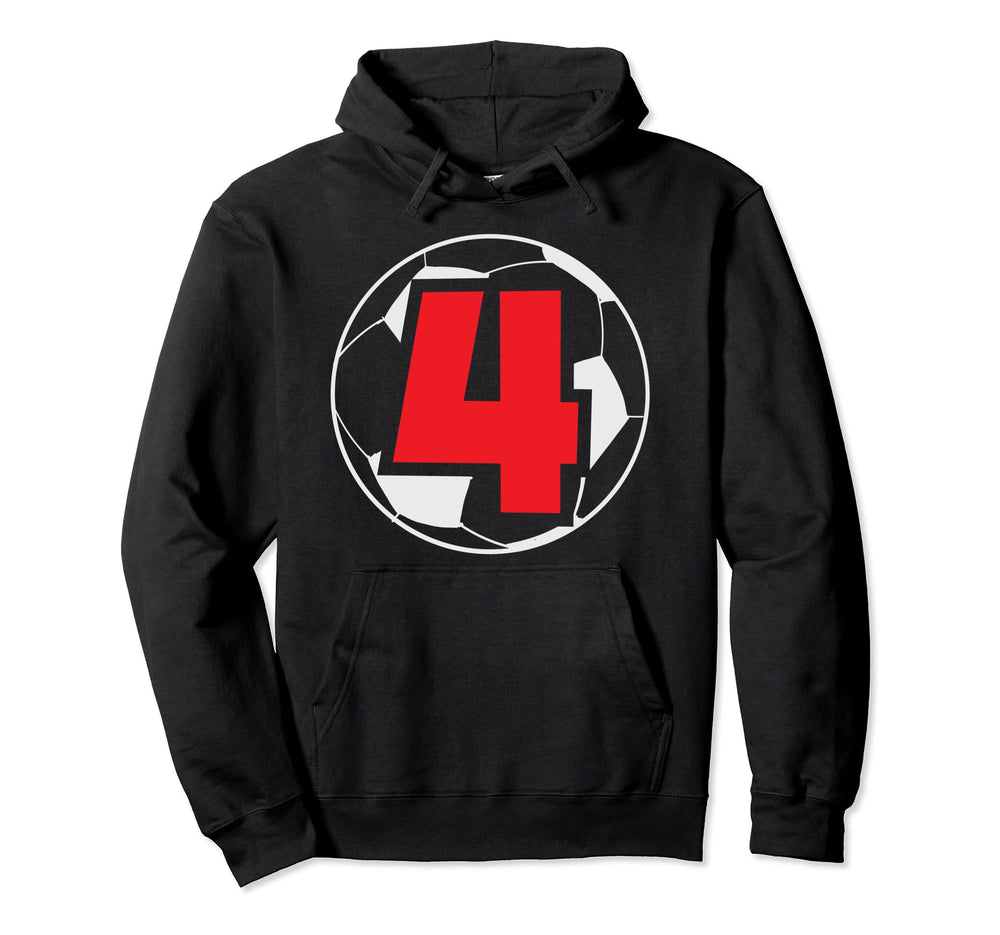 4Th Birthday 4 Years Soccer Football Hoodie - Novelty Apparel for Adults
