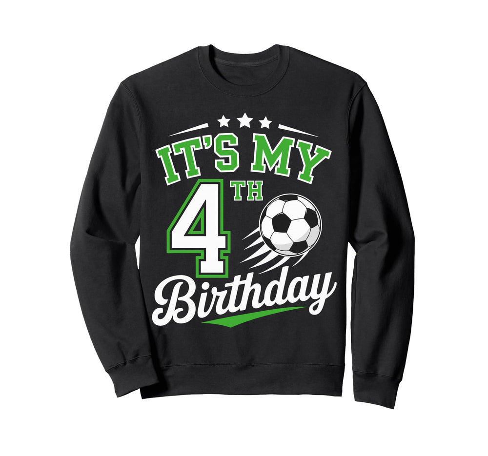 Its My 4Th Birthday Soccer 4 Years Sweatshirt - Minimalist Print Unisex