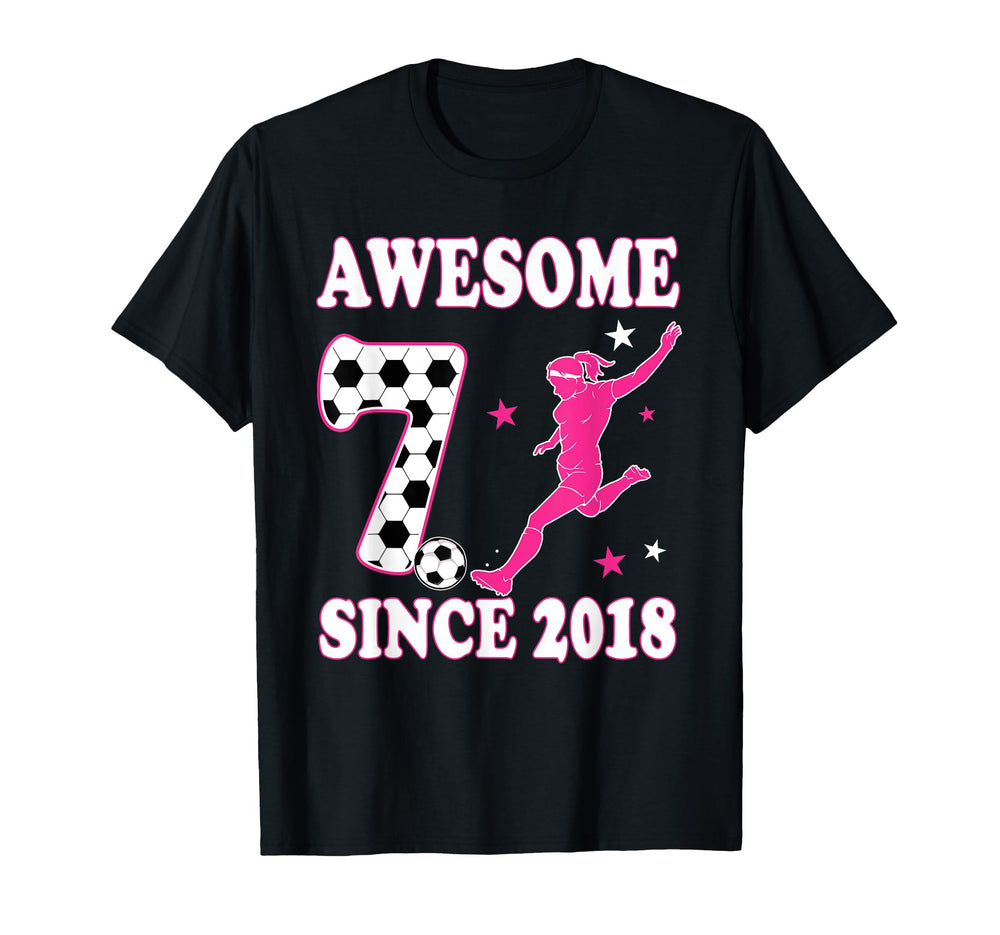 Awesome 7 Since 2018 Birthday Soccer T-Shirt - Custom Art Print for Adults