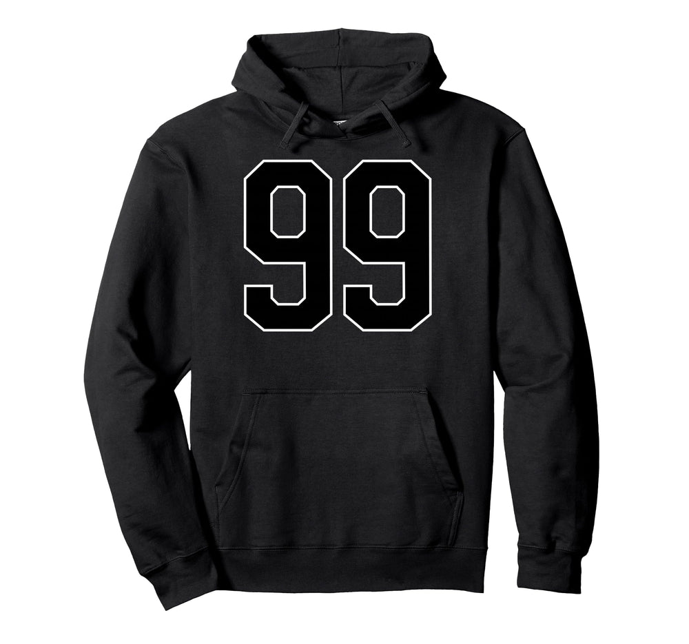Black Sports Team Number 99 Fan Hoodie - Graphic Print Men Women