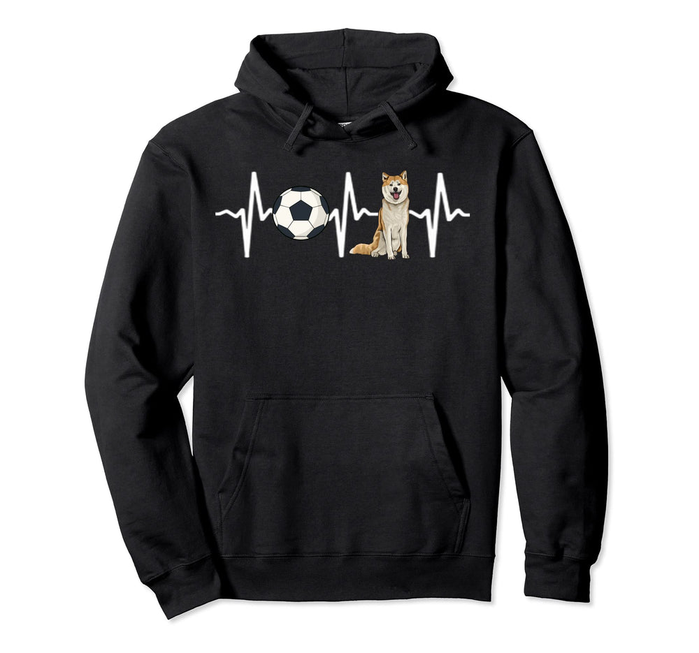 Soccer Akita Heartbeat Dog Lover Hoodie - Unique Graphic Men Women