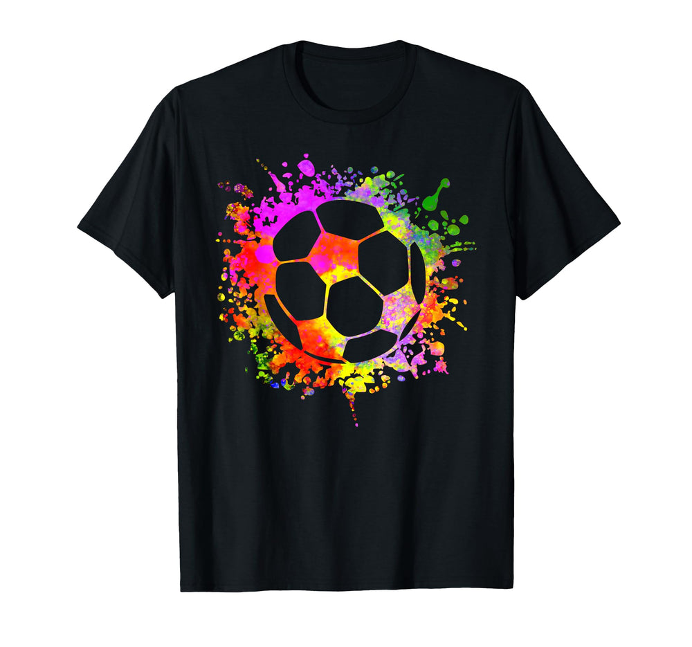 Soccer Ball Watercolor Paint Splashes T-Shirt - Novelty Apparel Men Women