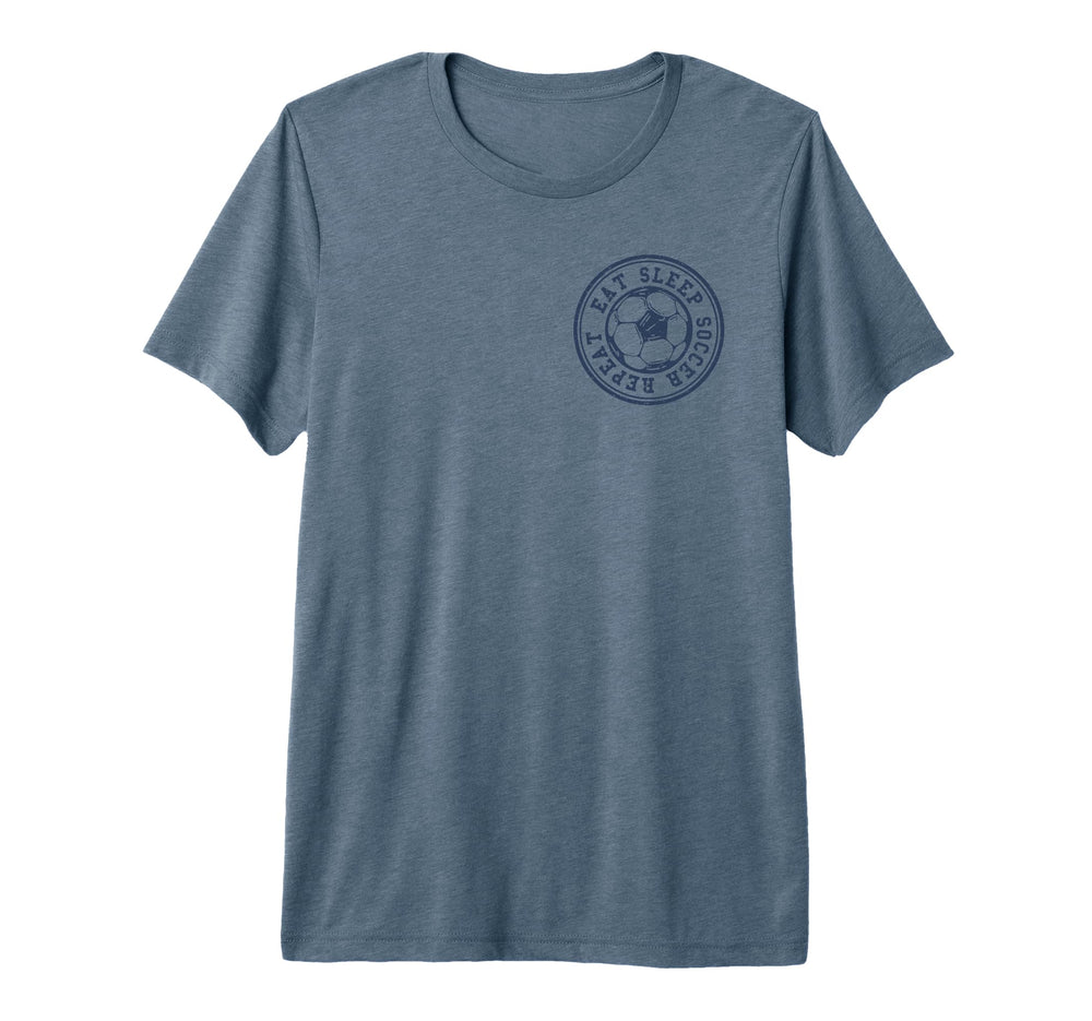 Eat Sleep Soccer Repeat Soccer T-Shirt - Minimalist Print for Adults